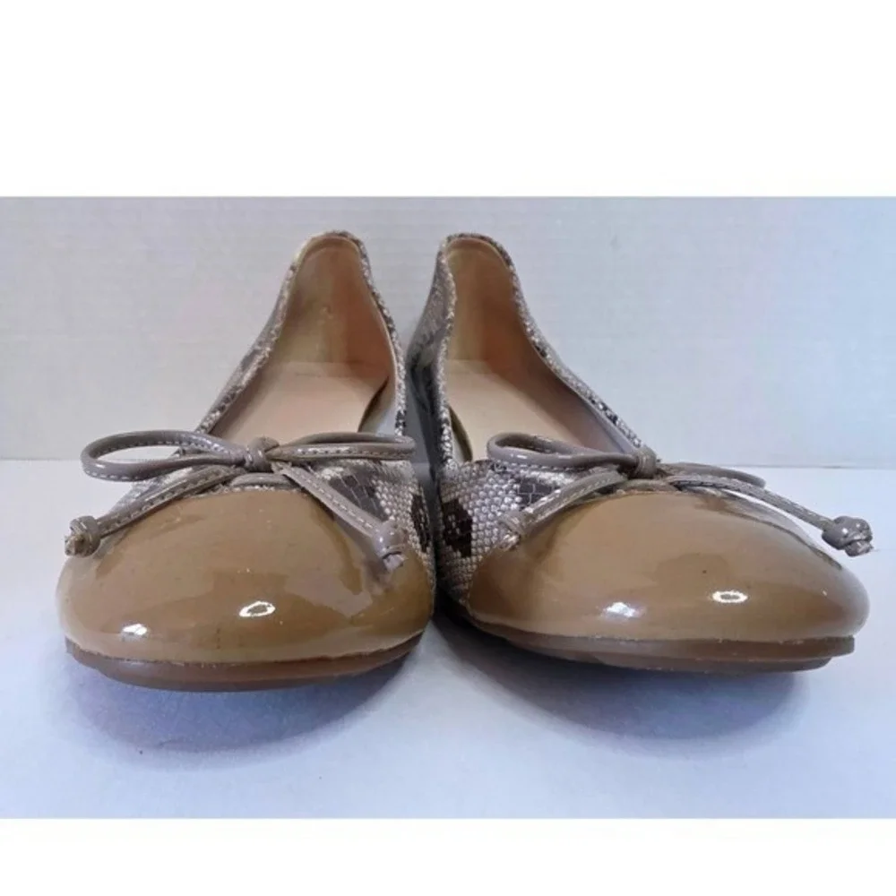 Cole Haan Air Tali Lace Snake Print Wedge Shoe W/Tan Patent Cap‎ Toe SZ 10M